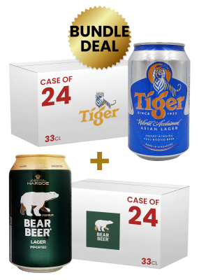 1 Case Tiger Can 33cl + 1 Case Bear Beer Can 33 Cl Free